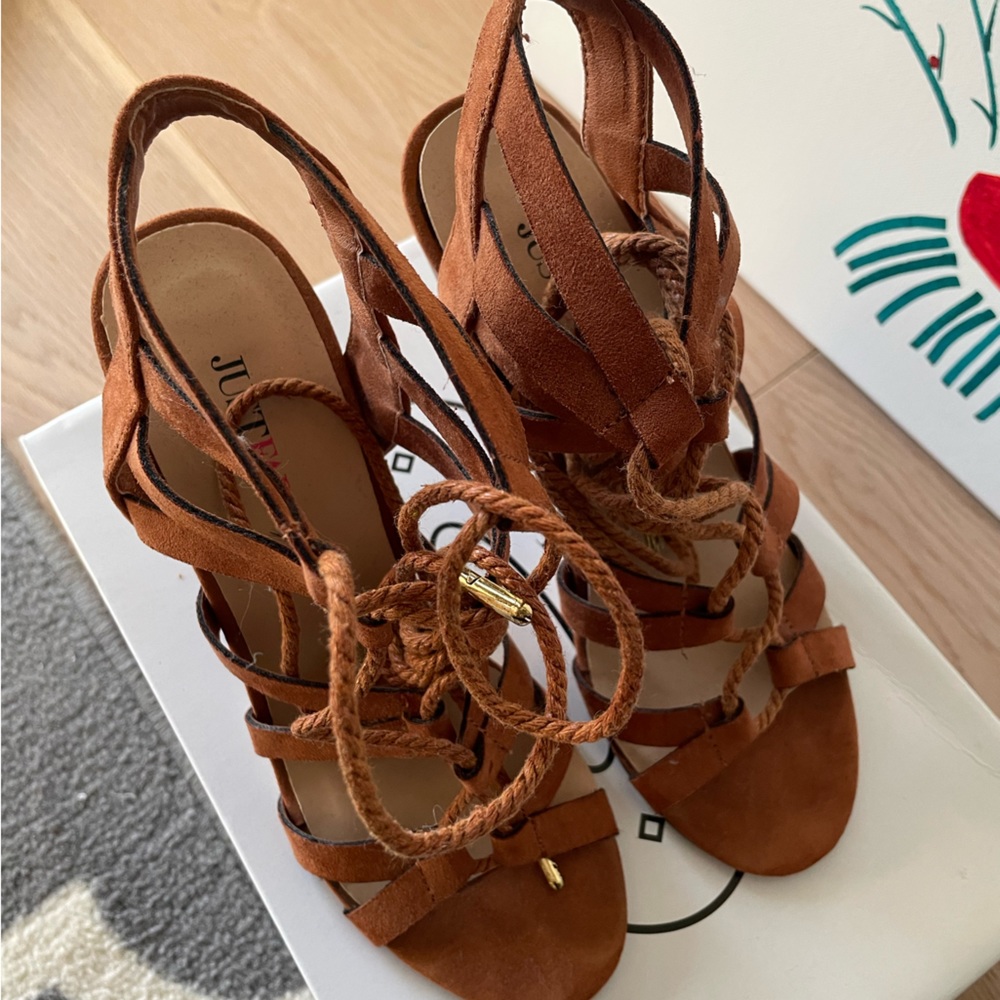 Brown lace up heels